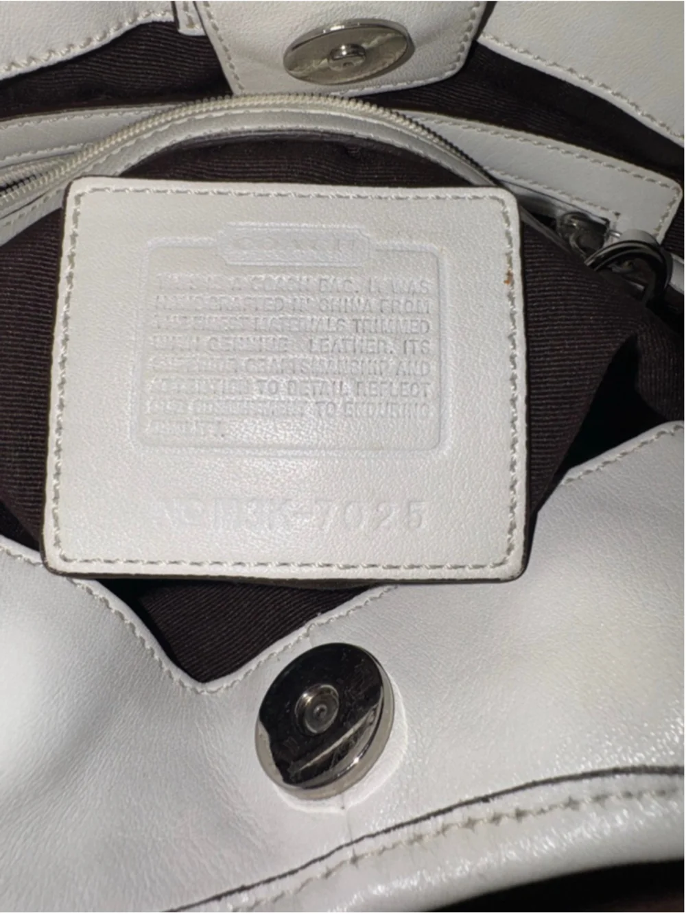 Coach Signature Jacquard Tote Cream White Leather Shoulder Bag Y2K